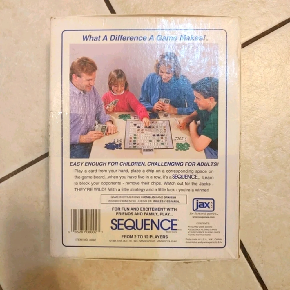 SEQUENCE Card Counting Board Game Ages 7 to Adult